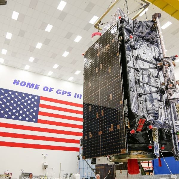 GPS III SV07 in clean room in Colorado